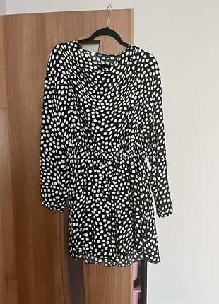 Сукня zara чорна в горох, розмір m