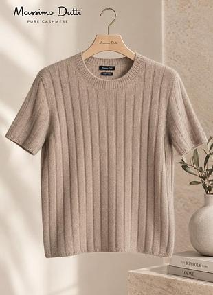 Фирменный свитер кашемир пух с коротким рукавом massimo dutti