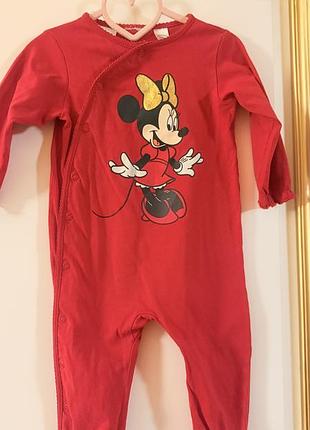 Чоловічок для дівчаток h&m disney мінні маус, червоний, 6-9 місяців, бавовна