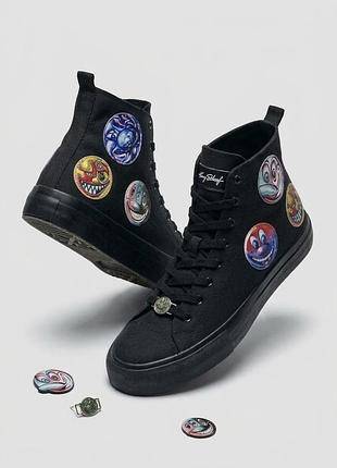 Чорні високі кеди pull&bear x kenny scharf (розмір 40)