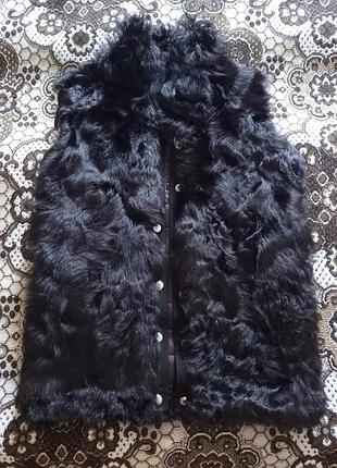 Жилетка жіноча хутряна чорна hand made