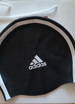 Оригинальная силиконовая шапочка для плавания adidas 3-stripes (черная)