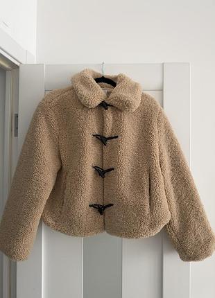 Жіноча шуба zara тедді бежева