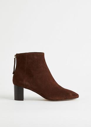 Замшевые кожаные ботинки до щиколотки h&amp;m premium selection 39р