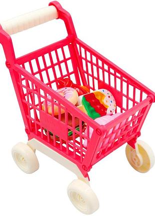 Набор игрушечная детская тележка с продуктами