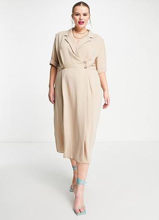 Довга бежева сукня asos design curve 8