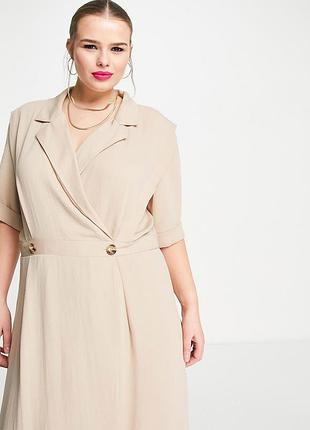 Довга бежева сукня asos design curve 9