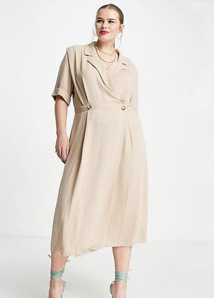 Довга бежева сукня asos design curve