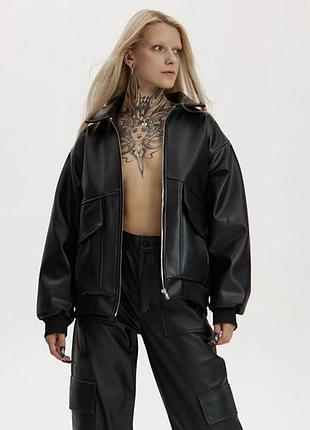 Куртка жіноча tur wear бомбер чорна шкіряна