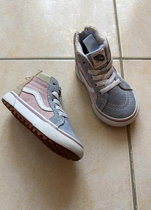 Кросівки для дівчаток vans хайтопи ніжні кольори сіро-рожеві 21,5 розмір