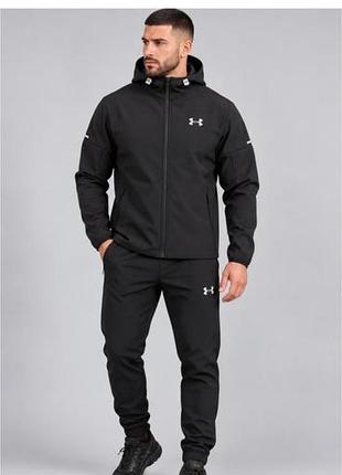 Чоловічий зимовий спортивний костюм under armour із щільного софтшелу  на флісі.