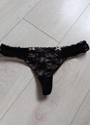 Чорні трусики ажурні стрінги мереживні бікіні кружевні танга lingerie m м 10 38 46