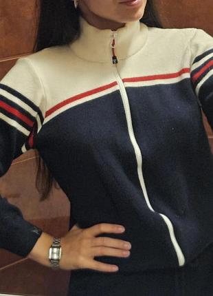 Кофта тепла на блискавці жіноча s 100% шерсть принт схожий tommy hilfiger