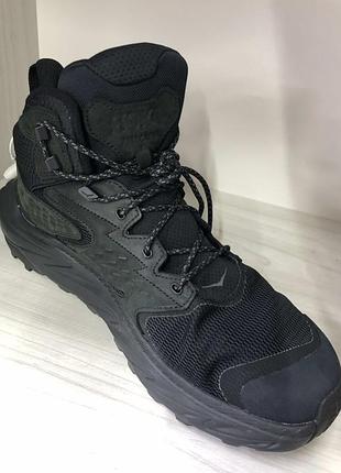 Трекінгові чоловічі черевики hoka one one anacapa 2 mid gtx у повністю чорному забарвленні (triple black / black).розмір: 42;43;48