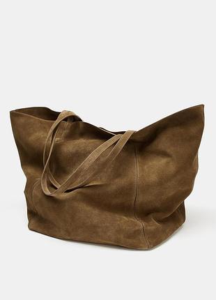 Велика замшева сумка жіноча zara new