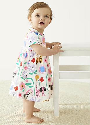 Сукня для дівчаток marks & spencer pure cotton animal & floral print dress бавовняна різнокольорова 6-9 місяців