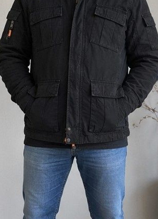 Чоловіча куртка superdry cargo military — британський стиль, чорна, 46 р.