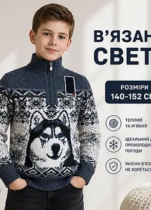 Теплий зимнійив'язаний светр пуловер кофта гольф водолазка під горло