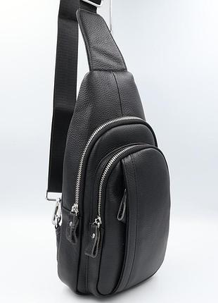 Сумка чоловіча шкіряна leather aa6601 black