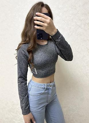 Кроп топ жіночий gymshark спортивний сірий