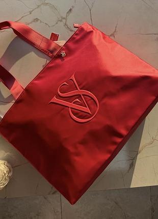 Сумка-тоут з логотипом-монограмою victoria's secret monogram logo tote bag оригінал