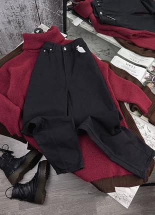 Чорні джинси мом h&m (m 38) чорні джинси висока посадка