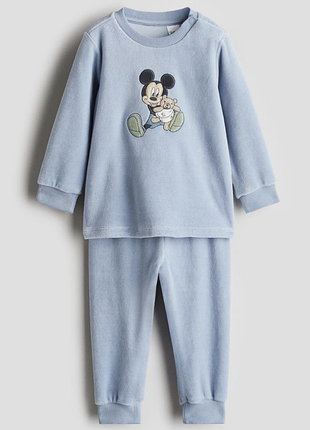Велюровая пижама h&amp;m disney mickey mouse, 74 см, 6-9 мес.