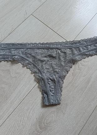 Серые трусики ажурные стринги кружевные бикини кружные танга l xl 12 14 42 48 50