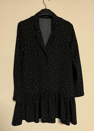 Коротка сукня жіноча zara чорна в горох кольоровий розмір s