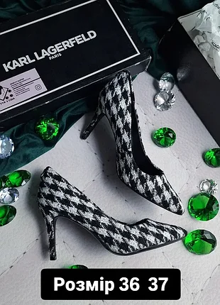 Karl lagerfeld paris оригінал чорно-білі туфлі човники на шпильці