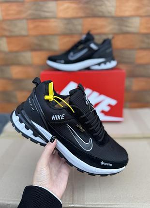 ❄️ зимові кросівки nike із хутром чорно-білі gore-tex