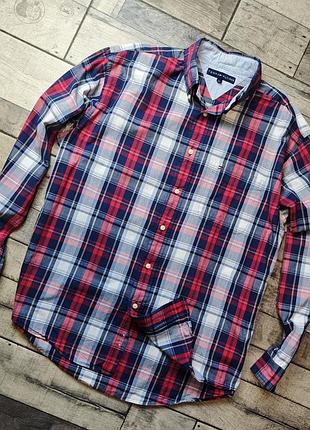 Чоловіча стильна сорочка у велику карту tommy hilfiger розмір l