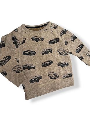 Світшот для хлопчика h&m сірий з принтом машинки 3-4 роки