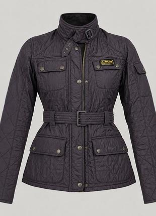 Куртка barbour international стьобана з поясом xs-s, фіолетова