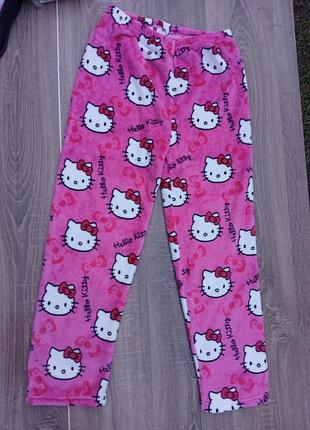 Теплые плюшевые пижамные брюки hello kitty