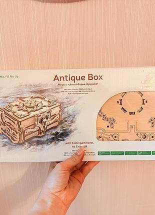 Механічний дерев'яний 3d пазл ugears антикварна скринька з фанери