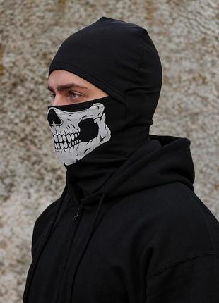 Мужская горнолыжная хлопковая балаклава without extreme с принтом череп black