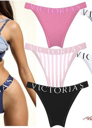 Нові бавовняні трусики victoria's secret з лого-резинкою | розмір s (оригінал)