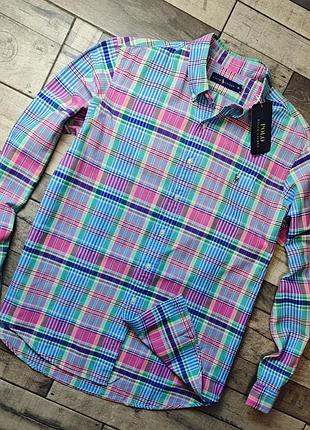 Чоловіча яскрава бавовняна сорочка в карту polo ralph lauren розмір xl