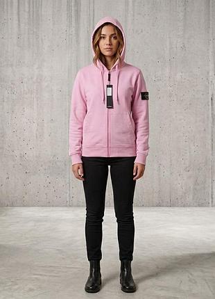 Чоловіча/жіноча рожева зіп-худі stone island | спортивна кофта стоун айленд з капюшоном | рожева толстовка на блискавці⁠