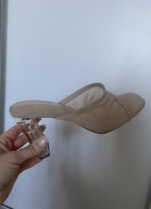 Бежевые босоножки шлепанцы zara 38 р
