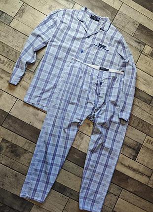Мужская стильная брендовая  хлопковая клетчатая пижама  polo ralph lauren размер xl