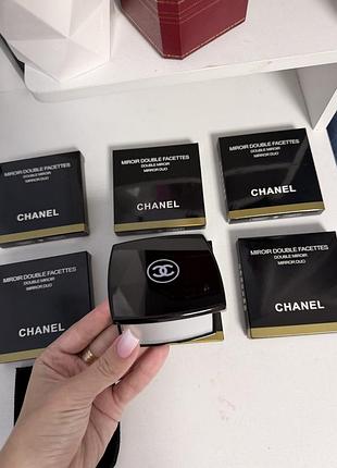 Подвійне дзеркало chanel miroir double facettes у фірмовому футлярі | компактне кишенькове дзеркальце для макіяжу | подарунок для жінок