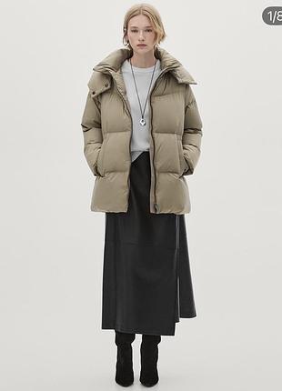 Жіночий пуховик massimo dutti оливково-бежевий розмір s