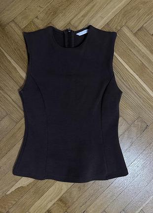 Приталений топ без рукавів zara (шоколадного кольору)