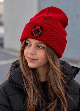 Дитяча демісезонна шапка для дівчинки without shovel spider man logo red