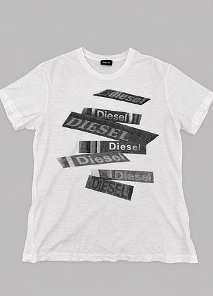 Diesel біла футболка diesel з великим принтом, бавовна 100%, l