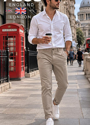 Чоловічі чиноси asos design — стильні бежеві штани slim fit, англія, s / 46, w29