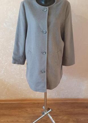 Сіре демісезонне пальто без коміра marks & spencer classic (розмір xl / uk 16)