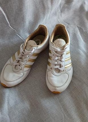 Кожаные кроссовки adidas (оригинал) с золотыми полосками